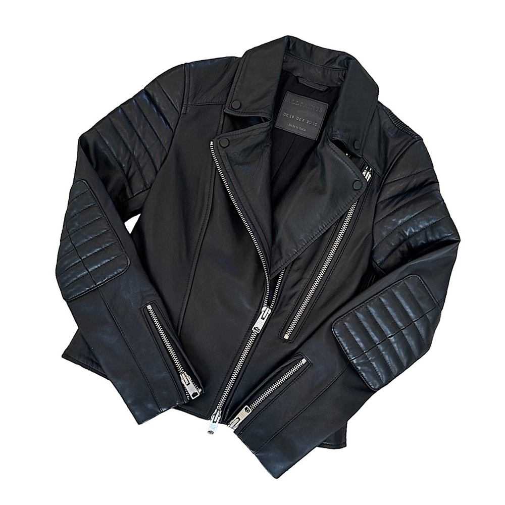 All Saints Black Leather Motorcycle US 6 Medium